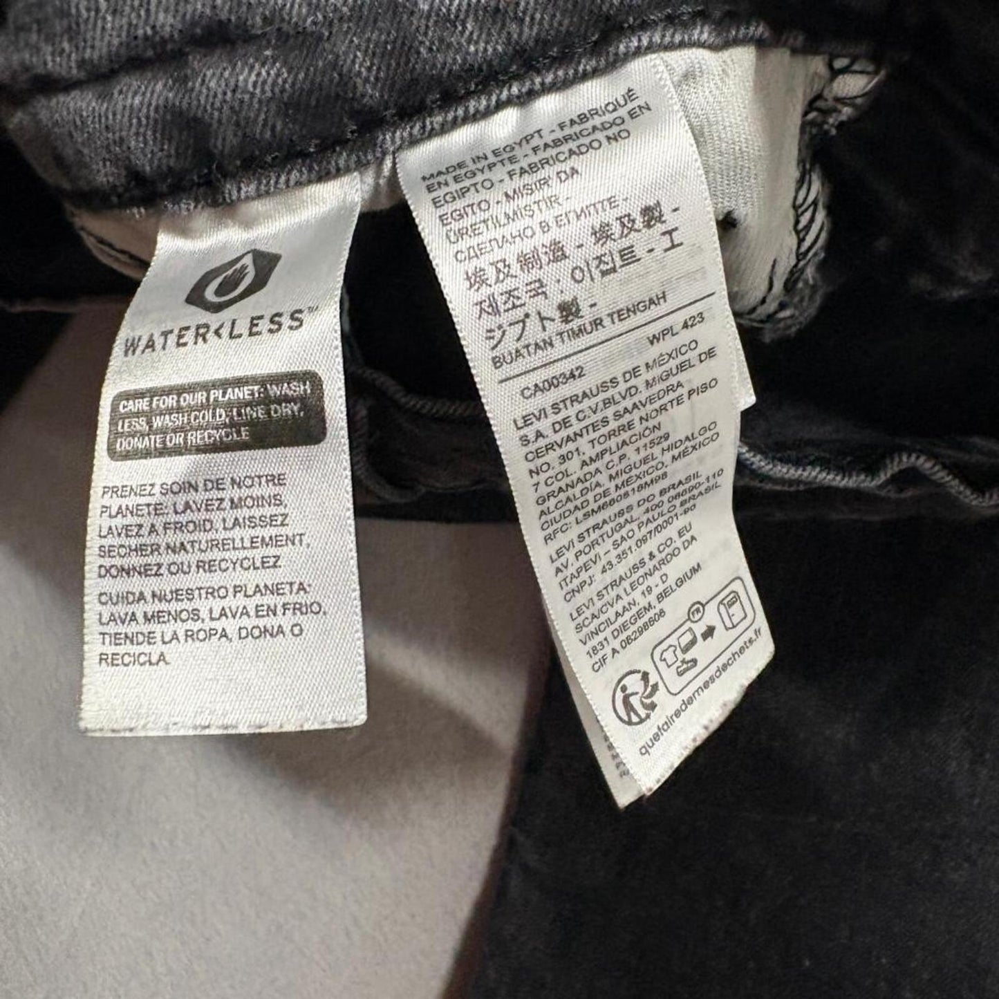 Levis 514 Straight Fit Jeans Mens 30x30 Faded Black Denim Waterless