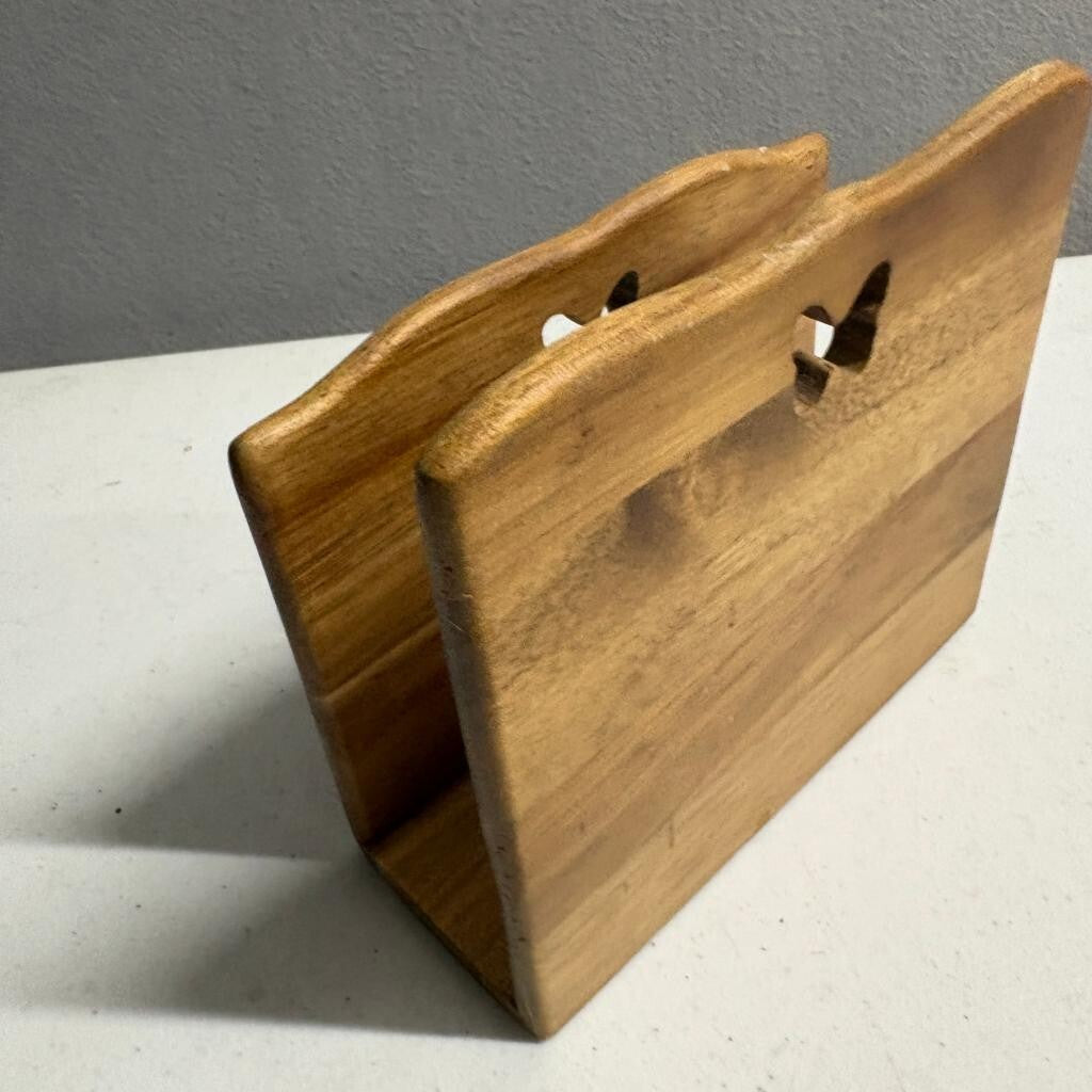 The Pioneer Woman Wooden Napkin Holder Floral Butterfly Cutout Blue Red PW1666