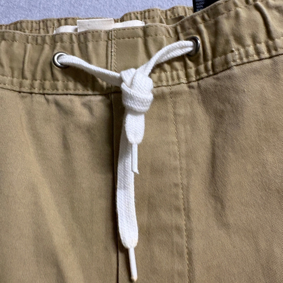 H&M LOGG Mens Small Beige Khaki Jogger Pants Slim Fit Stretch Elastic Waist Cuff
