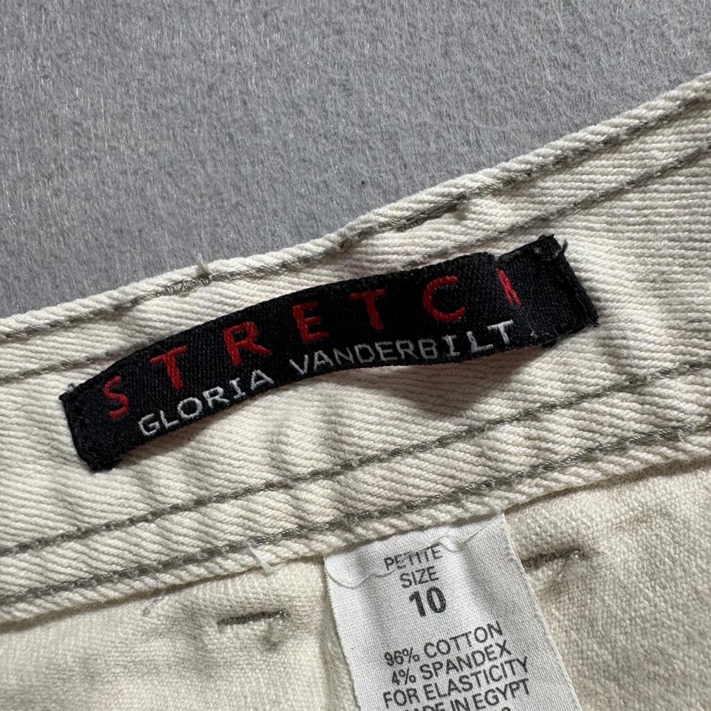 Gloria Vanderbilt Stretch Jeans Womens 10 Petite Beige Denim High Rise Straight