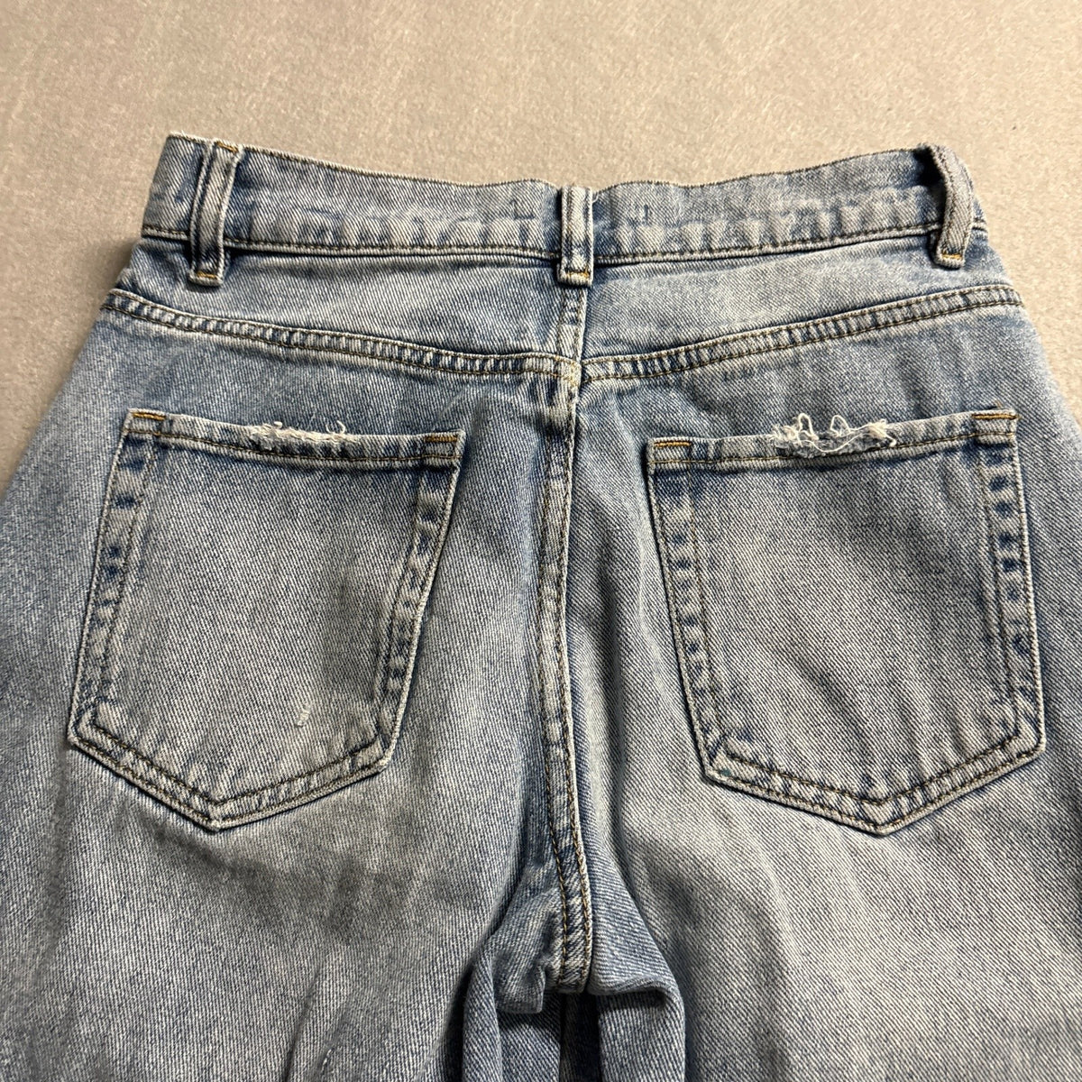 PacSun Baggy Jeans Women Size 25 Blue Light Wash Distressed Ripped Wide Leg 100%