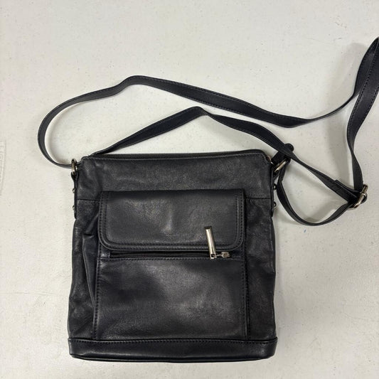 Giani Bernini Black Leather Crossbody Bag Womens Medium Shoulder Purse