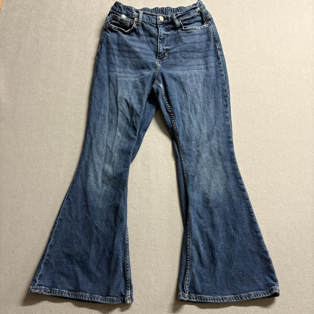 Arizona Jean Co Flare Jeans Girls Size 8 Blue Denim Stretch Elastic Waist