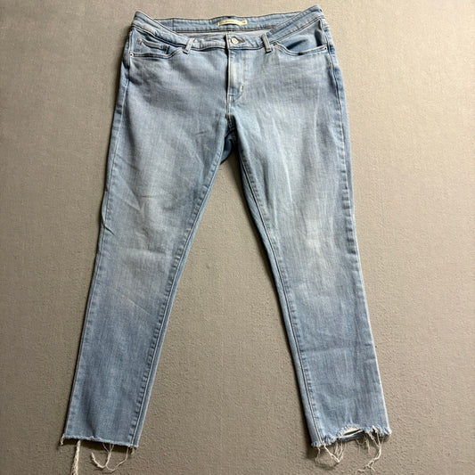 Levis 711 Skinny Jeans Womens Size 32 Light Wash Frayed Raw Hem Denim Pants
