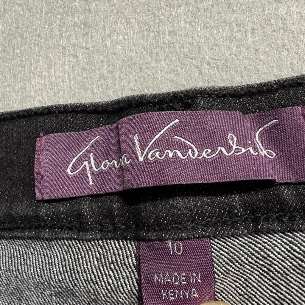 Gloria Vanderbilt Amanda Jeans Womens 10 Long Black Denim High Rise Raw Hem