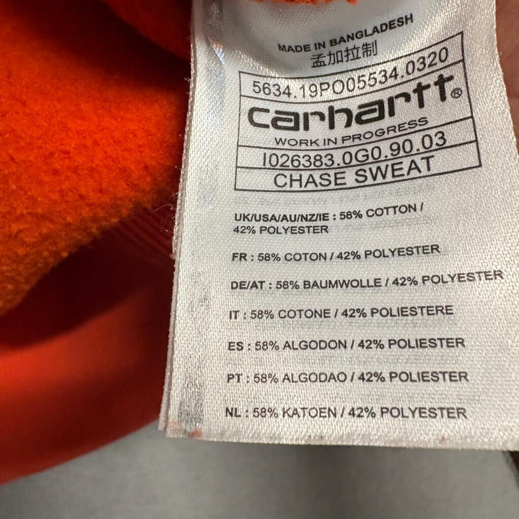 Carhartt WIP Chase Sweatshirt Mens Large Orange Crewneck Pullover Fleece