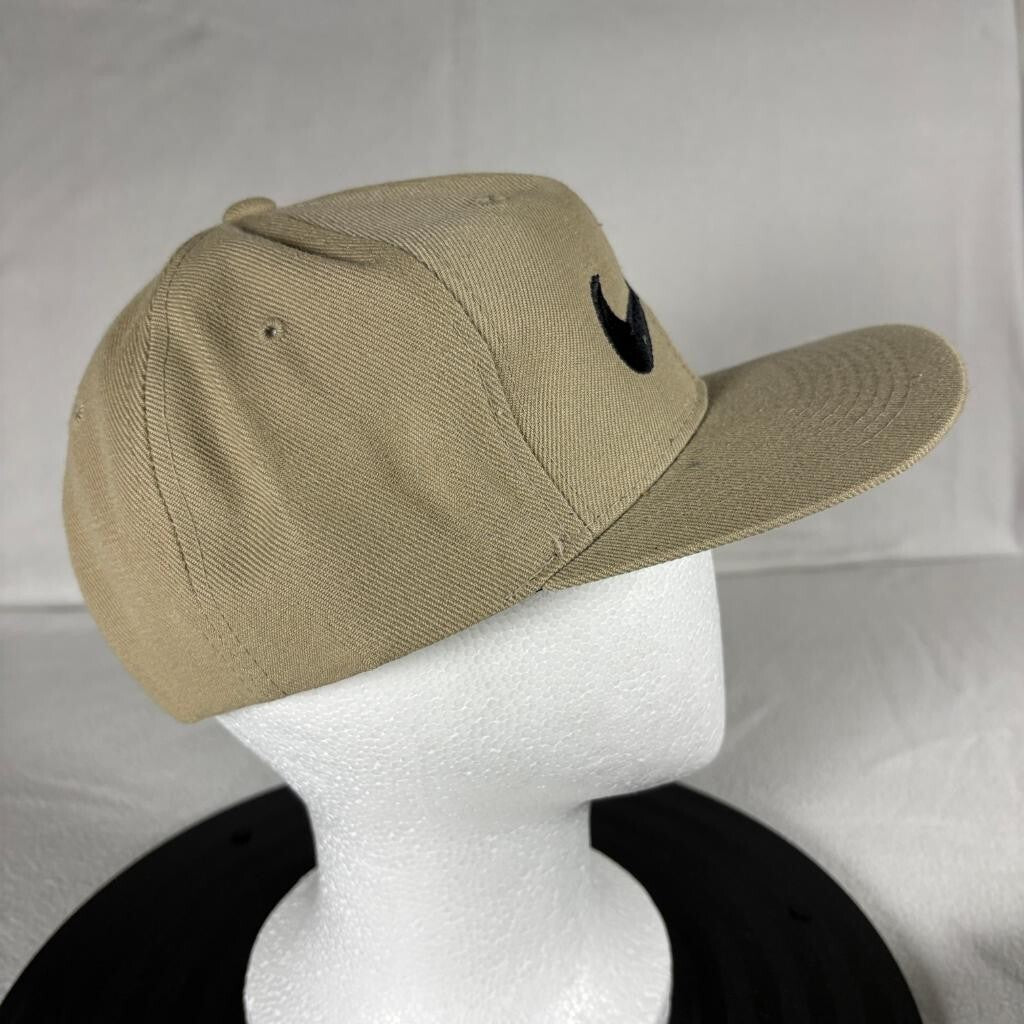 Vintage Nike Swoosh Snapback Hat Mens Tan Beige Green Under Visor Cap Boy Korea