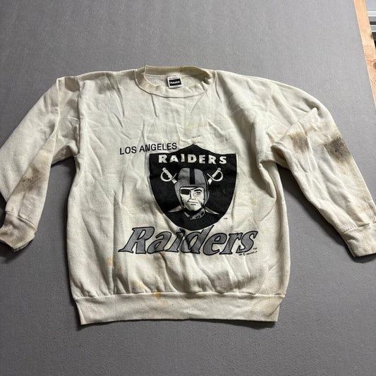 Vintage 1992 Los Angeles Raiders Tultex Sweatshirt Mens XL White NFL Distressed