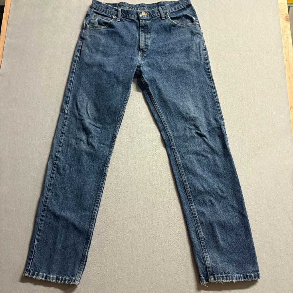 Wrangler Premium Quality Jeans Mens 36x34 Blue Denim Comfort Stretch Straight