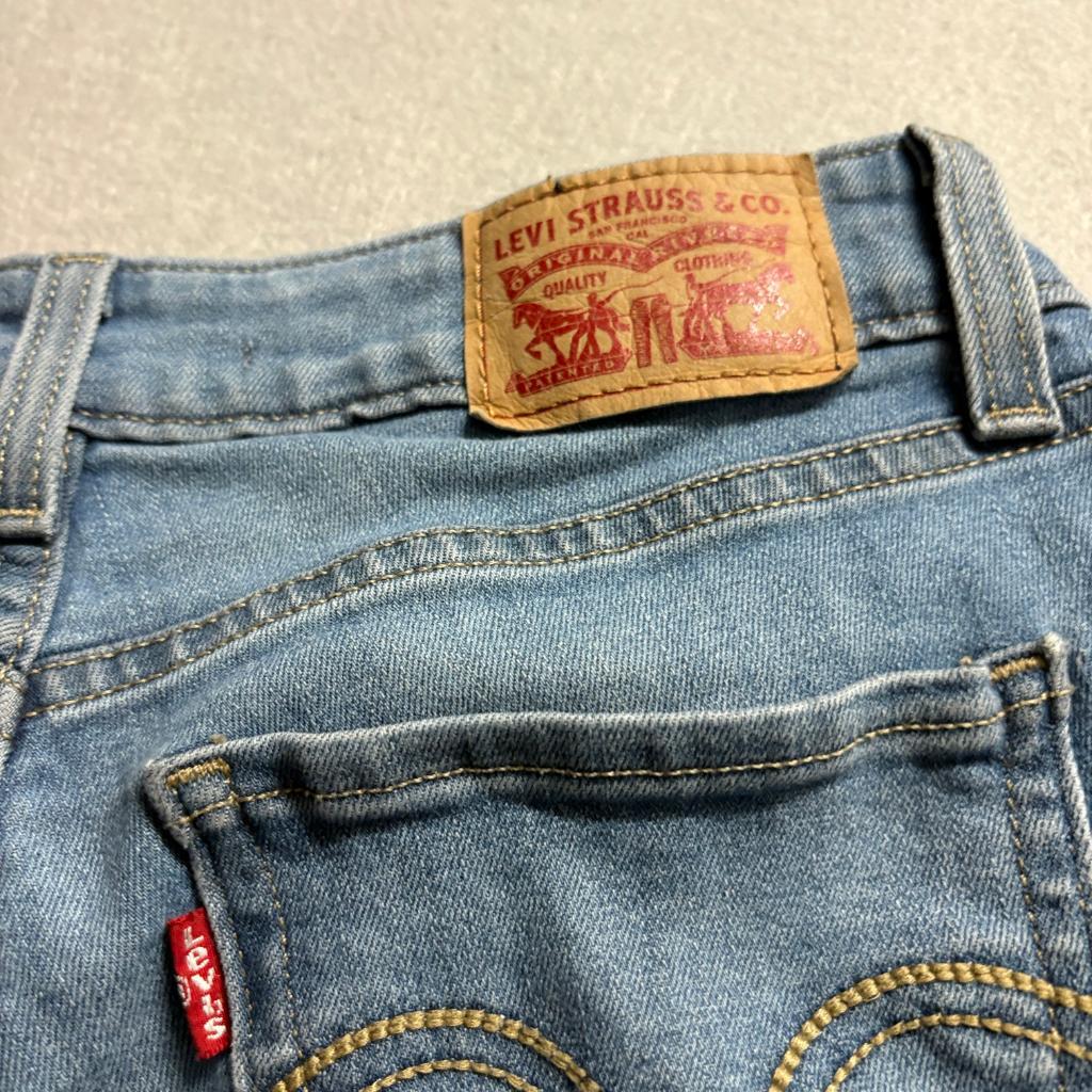 Levis 535 Super Skinny Jeans Womens 26 Blue Denim Raw Hem Stretch