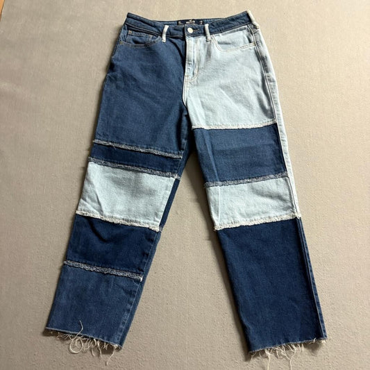 Hollister Colorblock Patchwork Jeans Womens 9S W29 L25 Ultra High Rise Straight