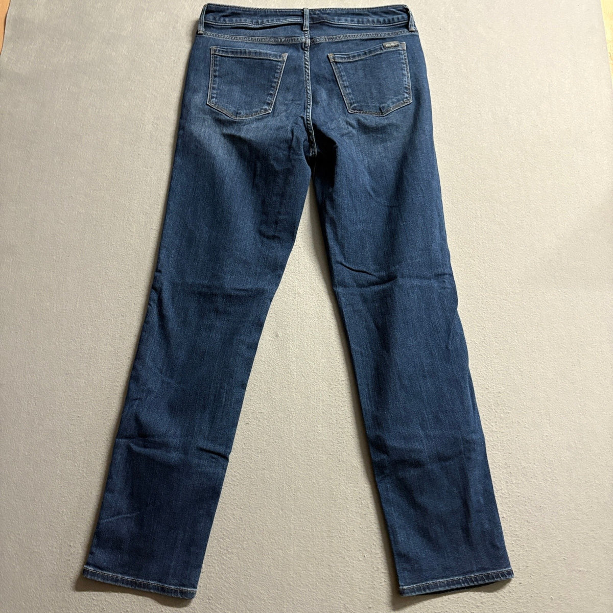 Eddie Bauer Slightly Curvy High Rise Slim Straight Jeans Womens 12 Dark Wash