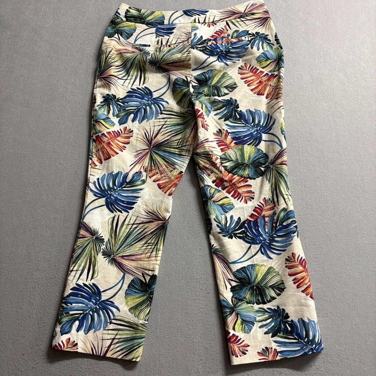 Chico's Tropical Palm Leaf Print Cropped Ankle Pants Womens Size 0.5 US