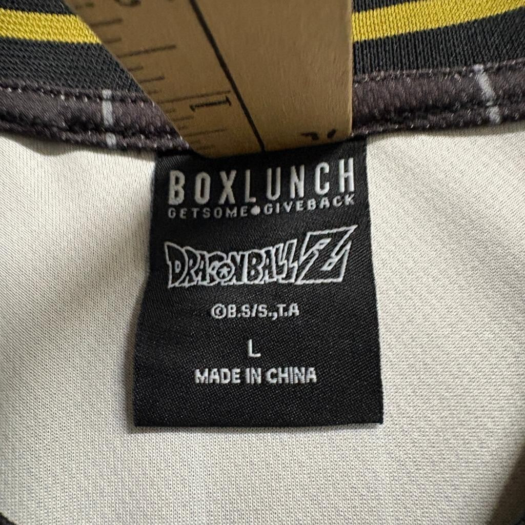 Dragon Ball Z Goku Baseball Jersey Shirt Mens Large BoxLunch Black Pinstripe