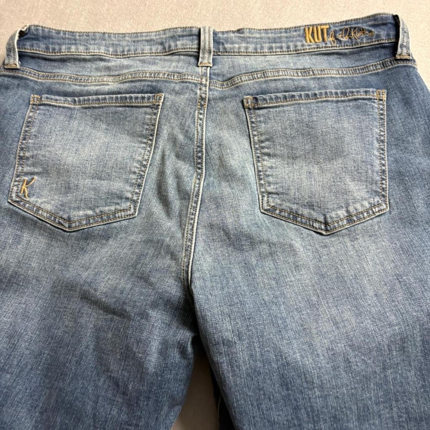 Kut from the Kloth Carlo Ankle Skinny Jeans Womens 16 Blue Denim Raw Hem Stretch