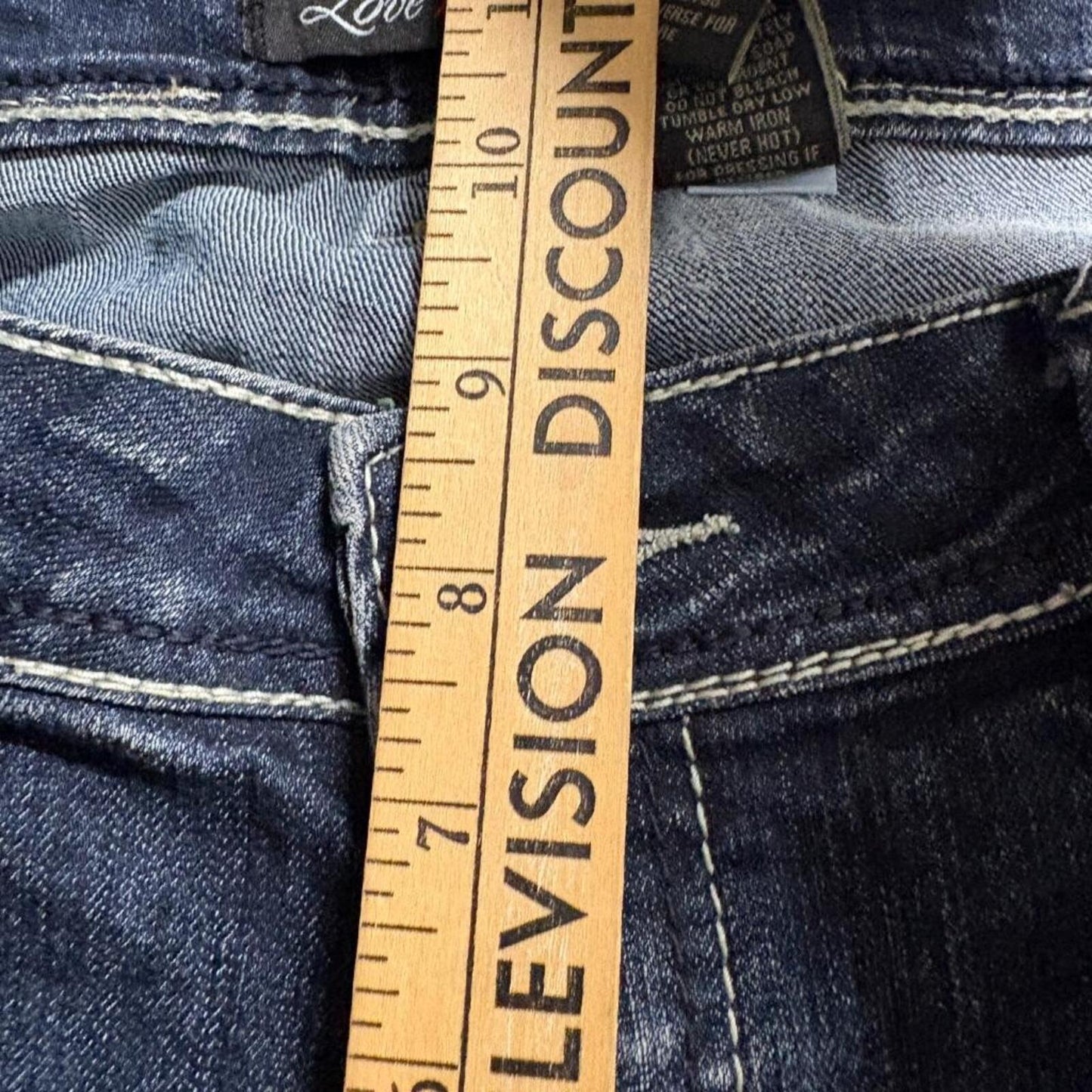 Love Nation Jeans Womens 12 Blue Denim Bootcut Thick Stitch Embroidered Pockets