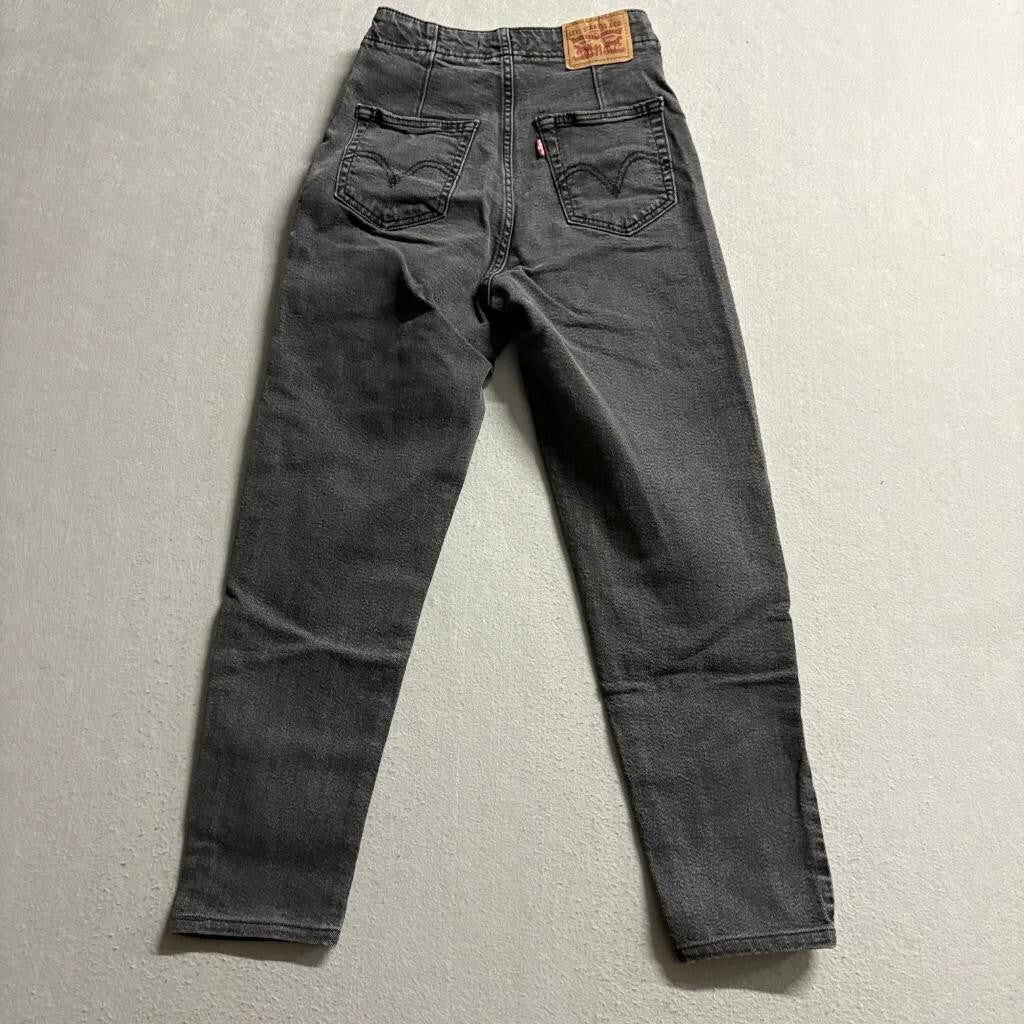 Levi's High Waisted Taper Jeans Womens 25 Black Gray Denim Pleated Front