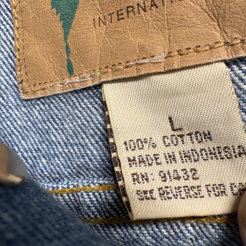 Expressions International Denim Jacket Womens Large Blue Cotton Trucker Vintage