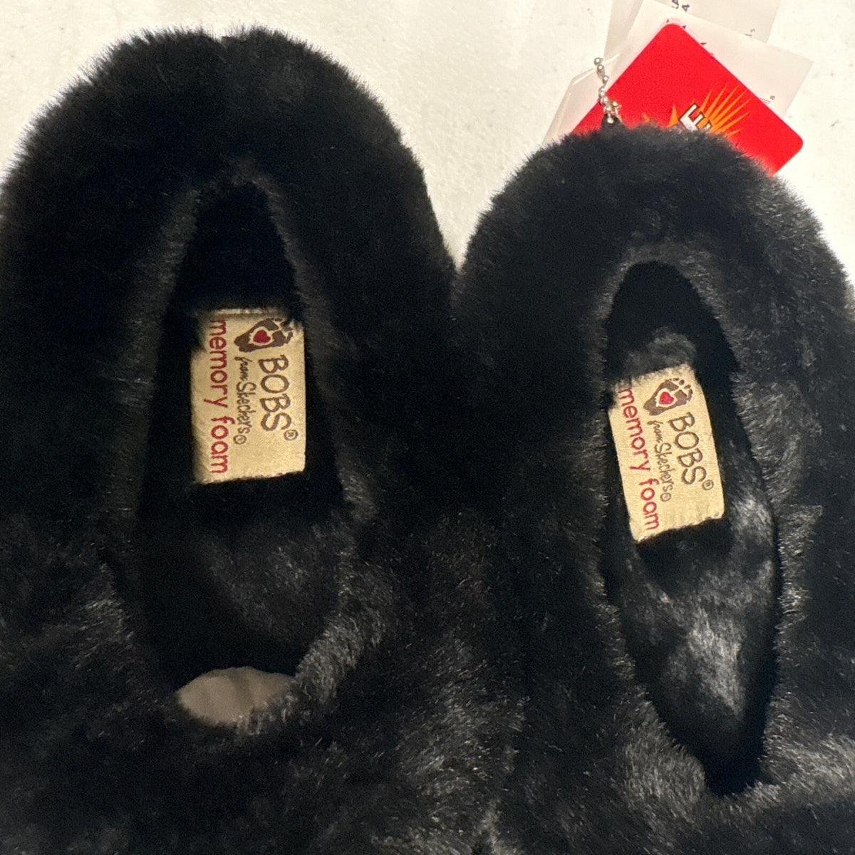 Skechers BOBS Keepsakes Ice Angel Black Cable Knit Slippers Womens 7.5 Wide