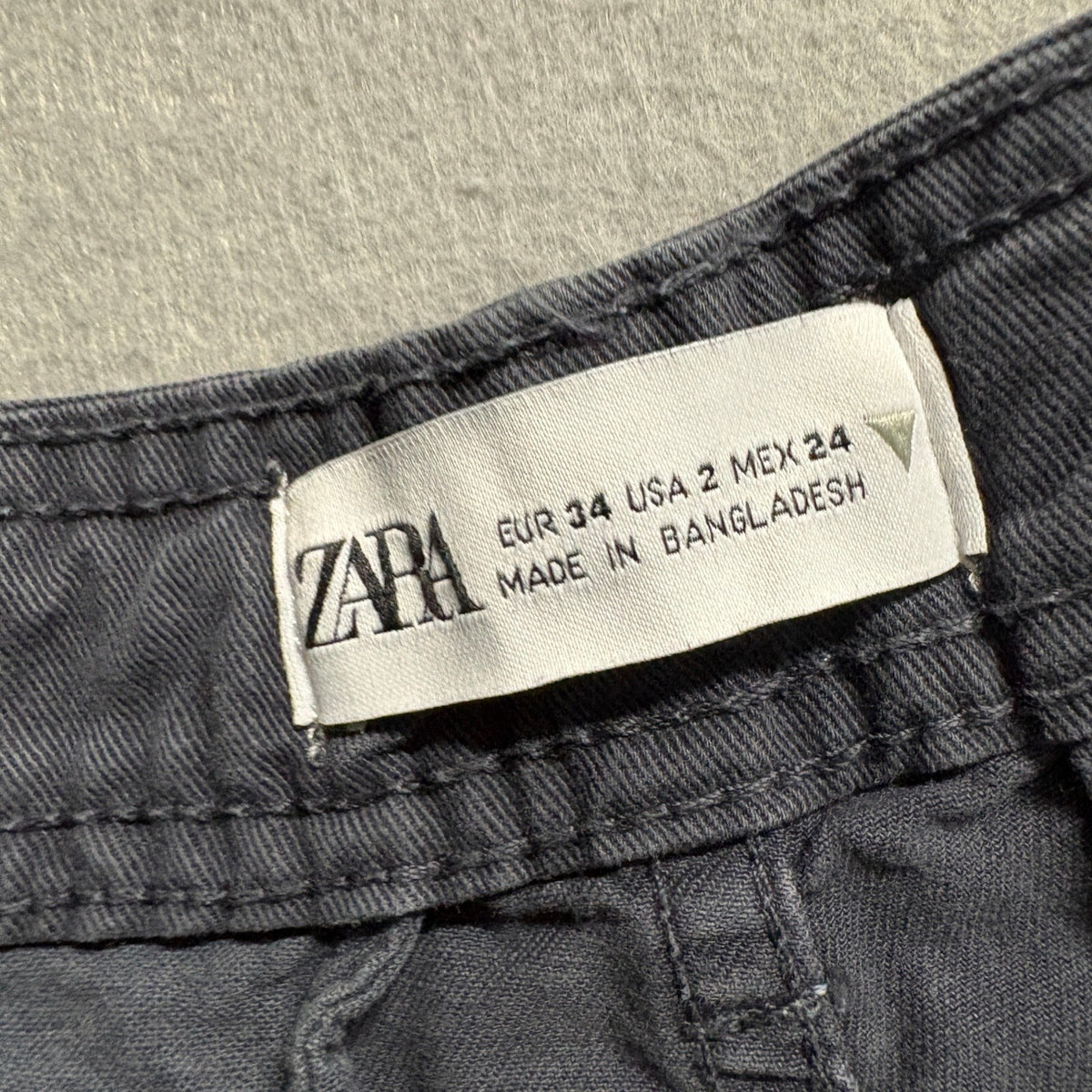 Zara Womens Cargo Pants Size US 2 Dark Gray Charcoal High Rise Wide Leg Straight