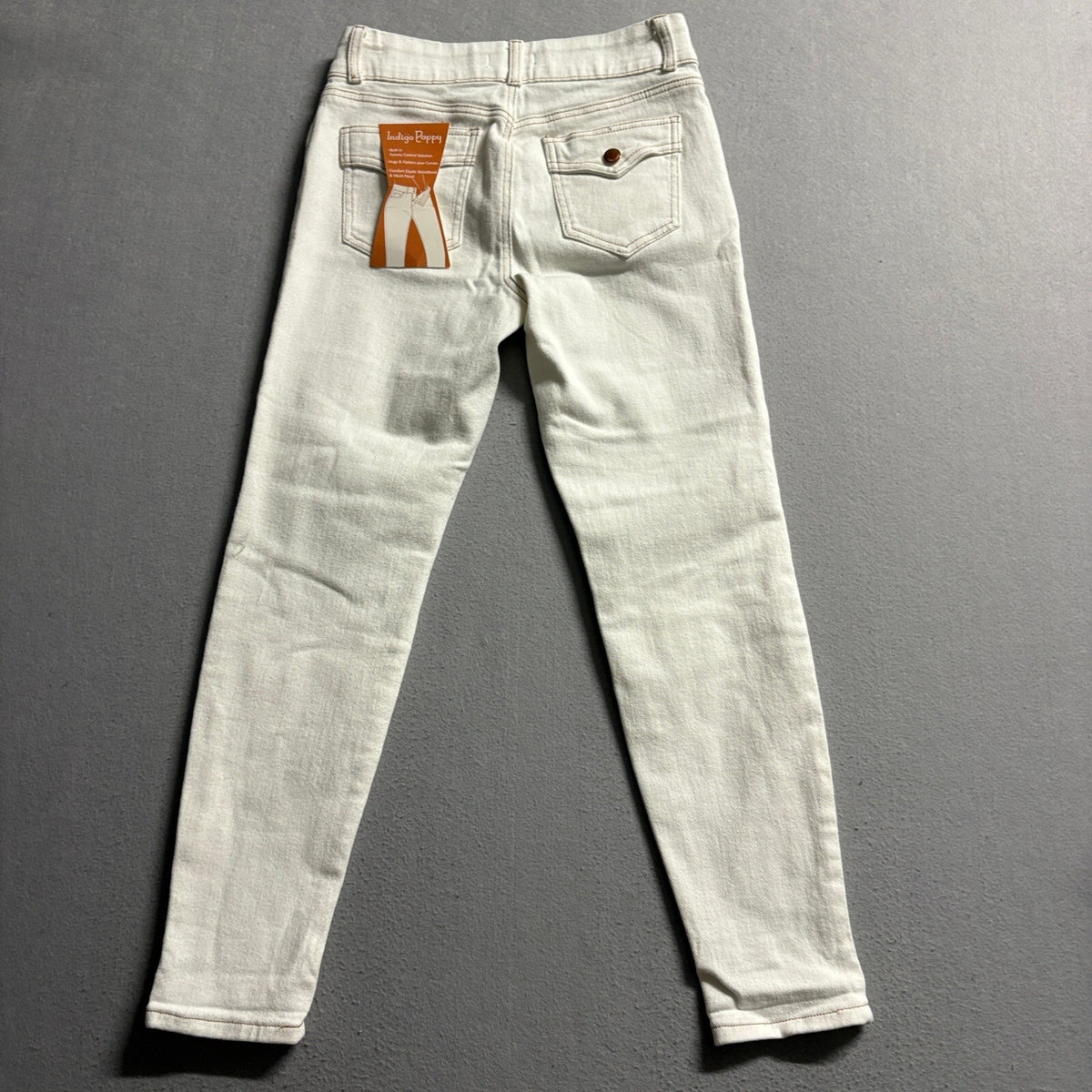 Indigo Poppy Girls White Skinny Stretch Denim Jeans Size 8 Tummy Control