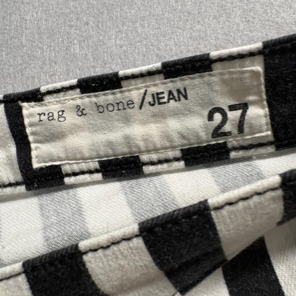 Rag & Bone Jean Womens 27 Capri Jeans Black White Vertical Stripe Benton Strpe