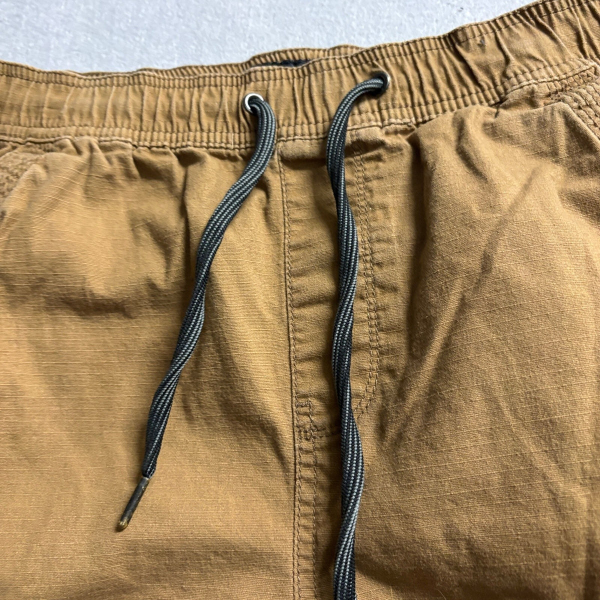Iron Co Mens Jogger Pants Small Brown Stretch Twill Elastic Waist Drawstring