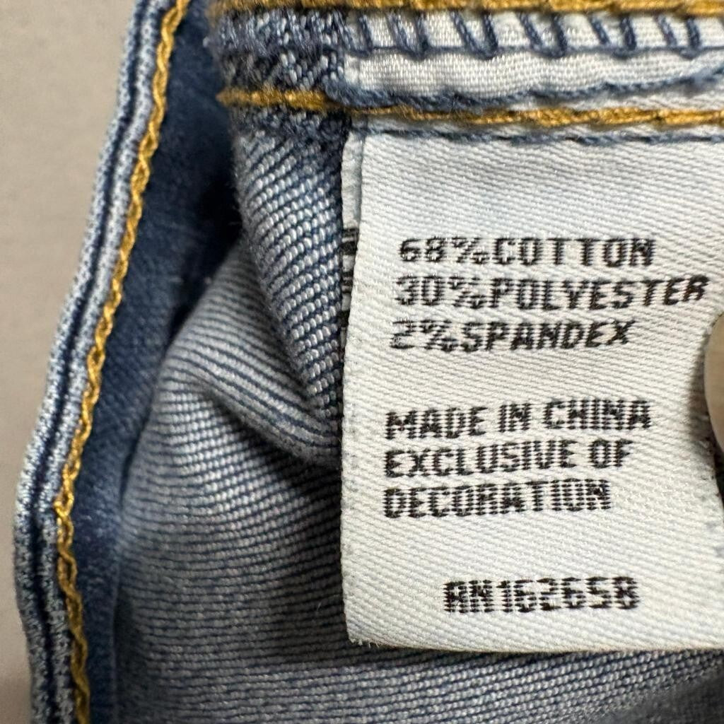 Sandpiper Petite Flare Jeans Womens 6P Blue Denim Stretch Patch Pocket Mid Rise