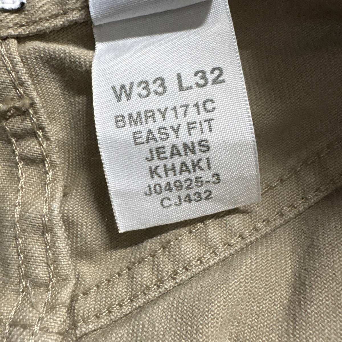 Calvin Klein Jeans Mens 33x32 Easy Fit Khaki Tan Denim Pants Cotton Vintage