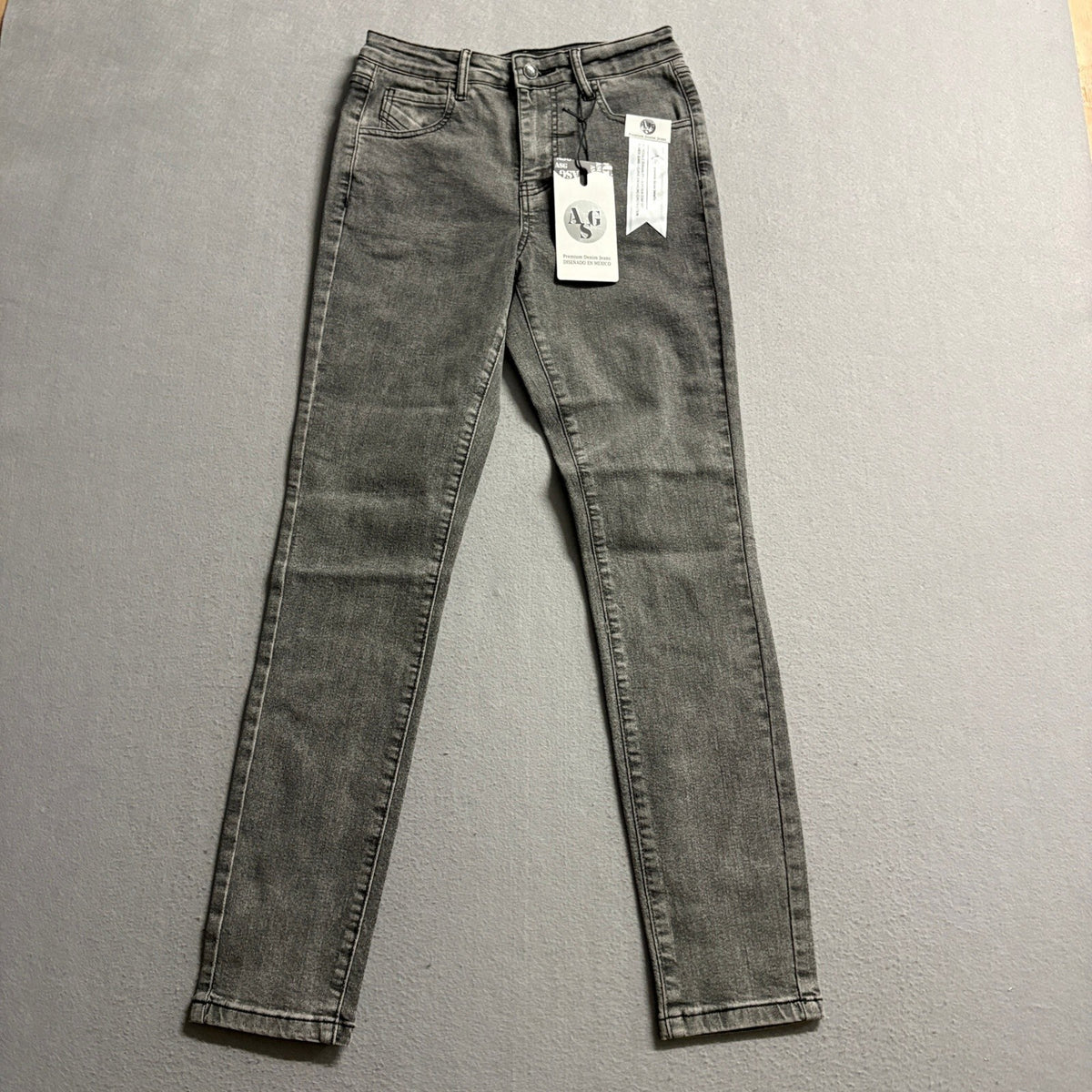 AGS Premium Jeans Womens Size 5 Gray Black Acid Wash Stretch Skinny Denim New