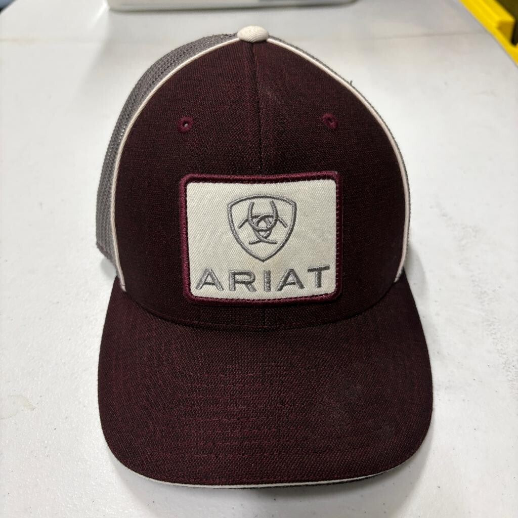 Ariat Trucker Hat Mens One Size Maroon Gray Flexfit 110 Snapback Mesh Cap