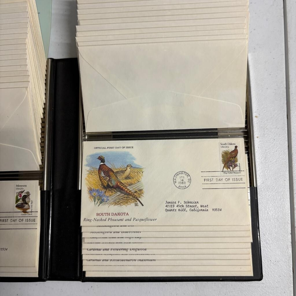 1982 State Birds and Flowers First Day Cover Collection Album Postal