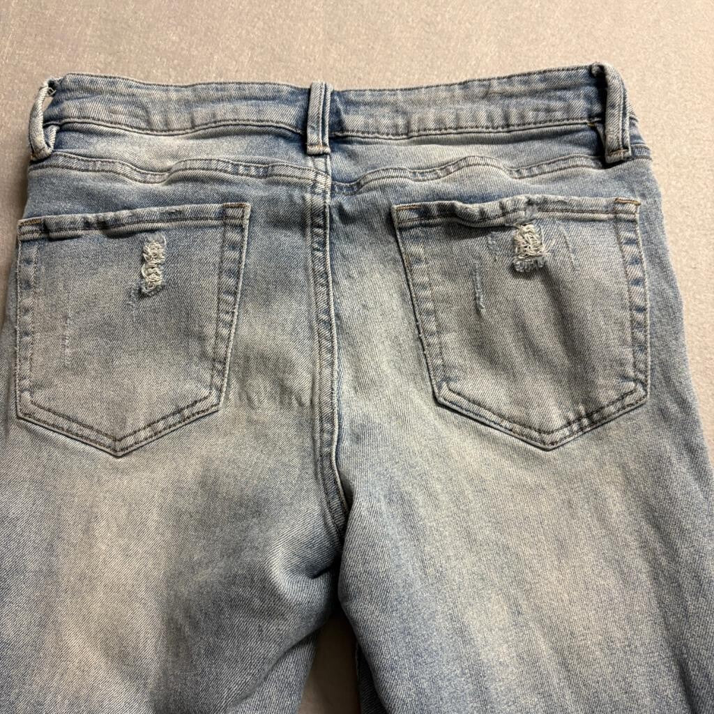 Forever 21 Distressed Flare Jeans Womens Size 28 Blue Denim Destroyed Hem