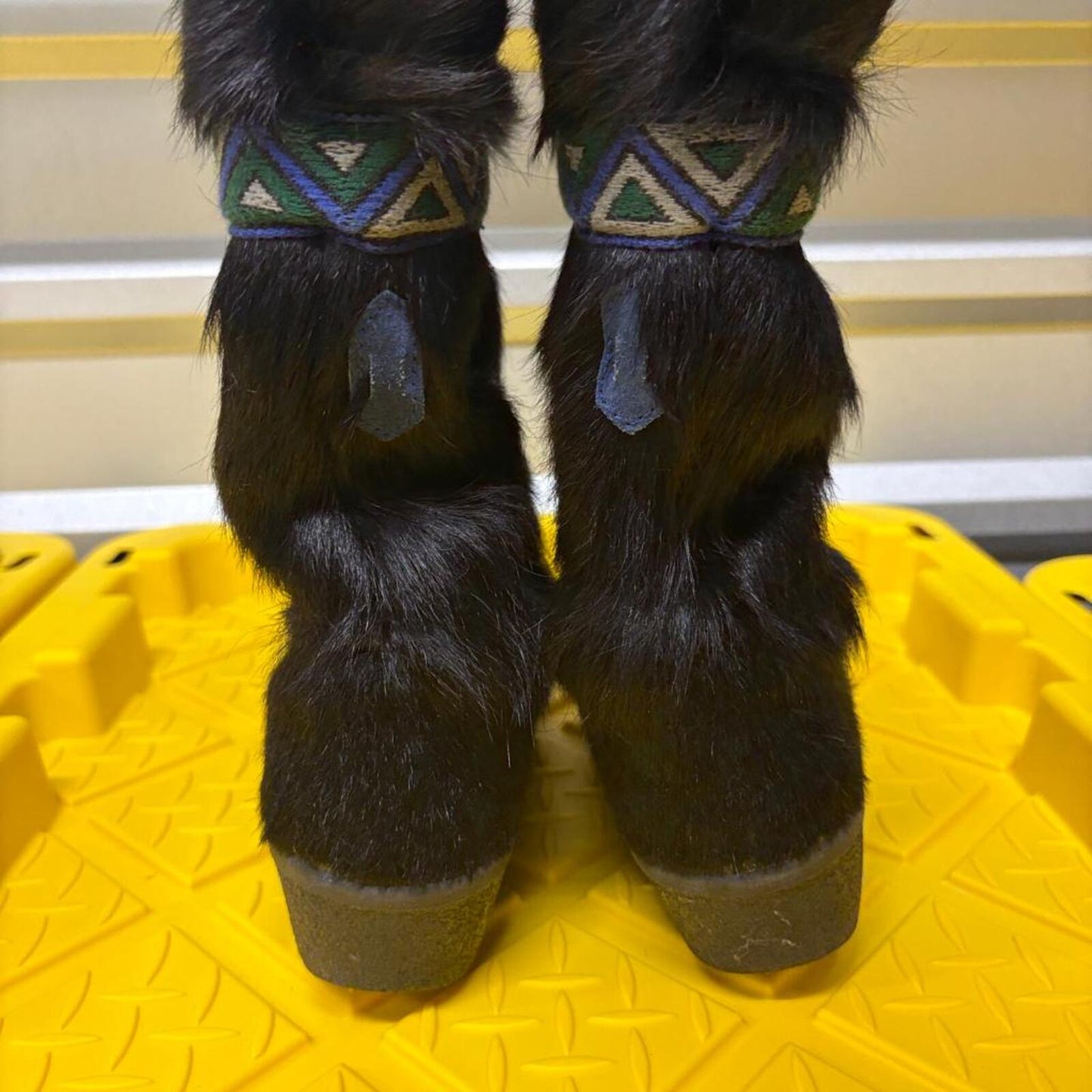 Tecnica Vintage Black Fur Après Ski Boots Womens Size 8 US 39 EU Made in Italy