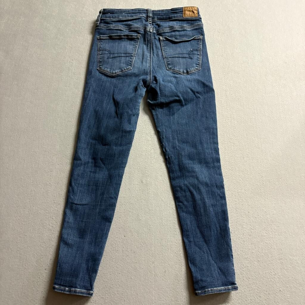 American Eagle Next Level Stretch Skinny Jeans Womens 6 Short Blue Denim