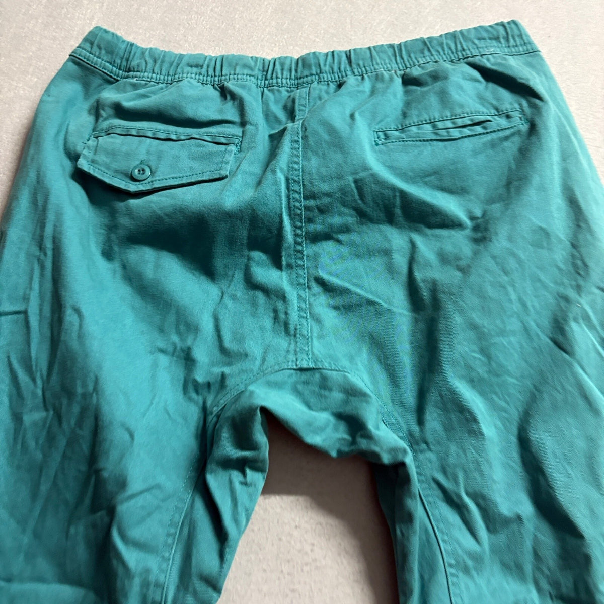 WT02 New York Mens Jogger Pants Medium Teal Green Cotton Stretch Elastic Waist