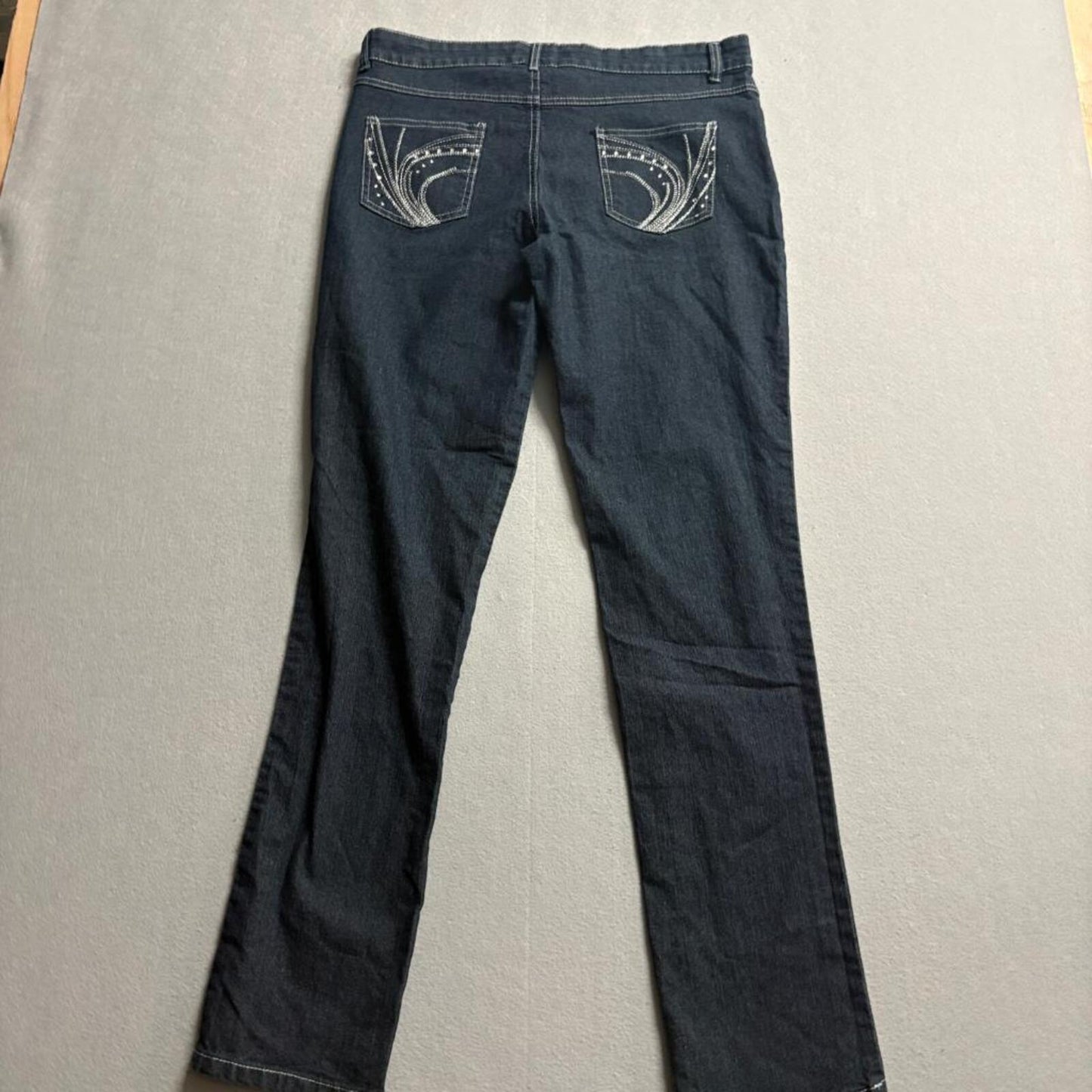 Hydrant Denim Jeans Womens 14 Dark Wash Embroidered Rhinestone Pockets Stretch