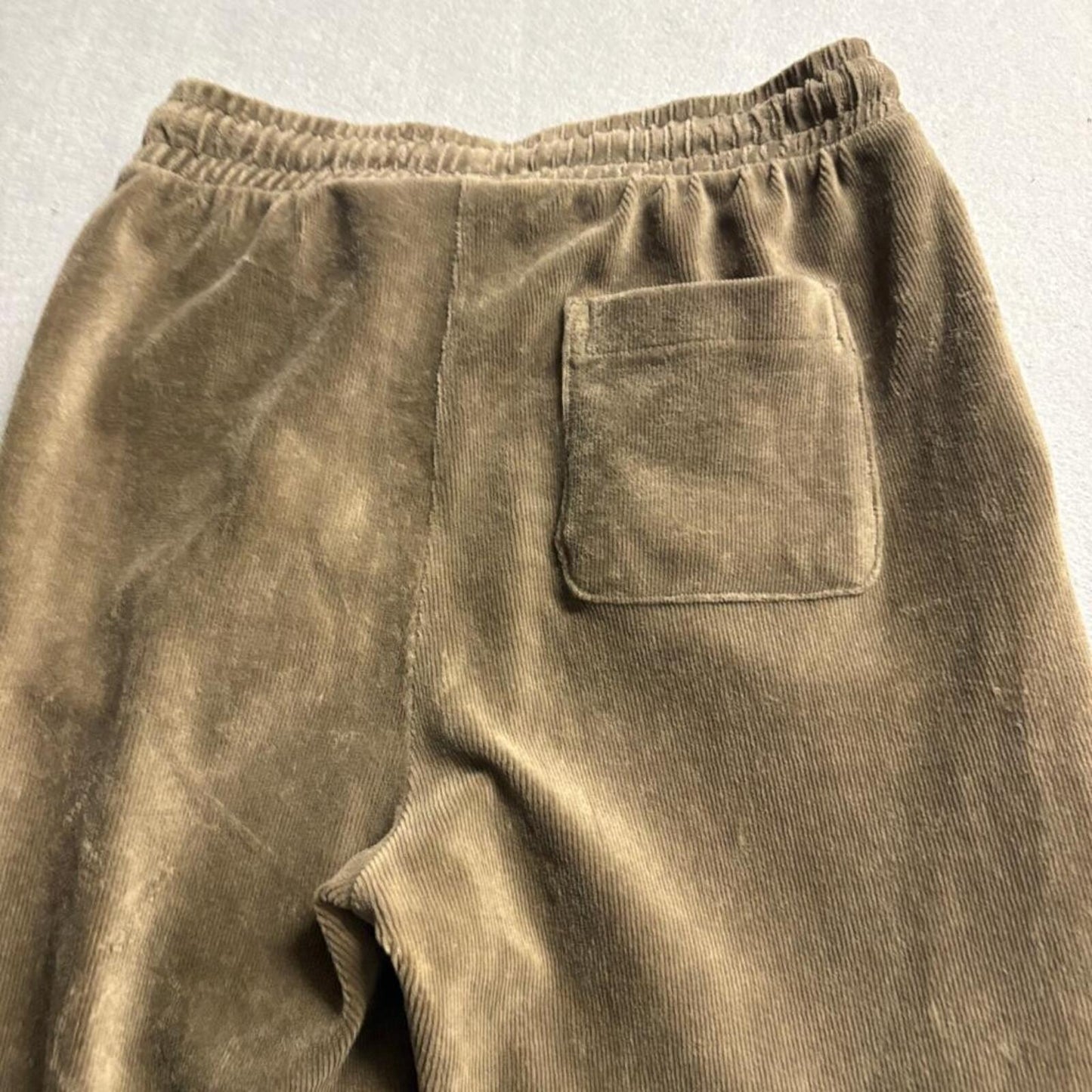 JAJU Corduroy Velvet Jogger Pants Womens Small Brown Khaki Elastic Waist Lounge