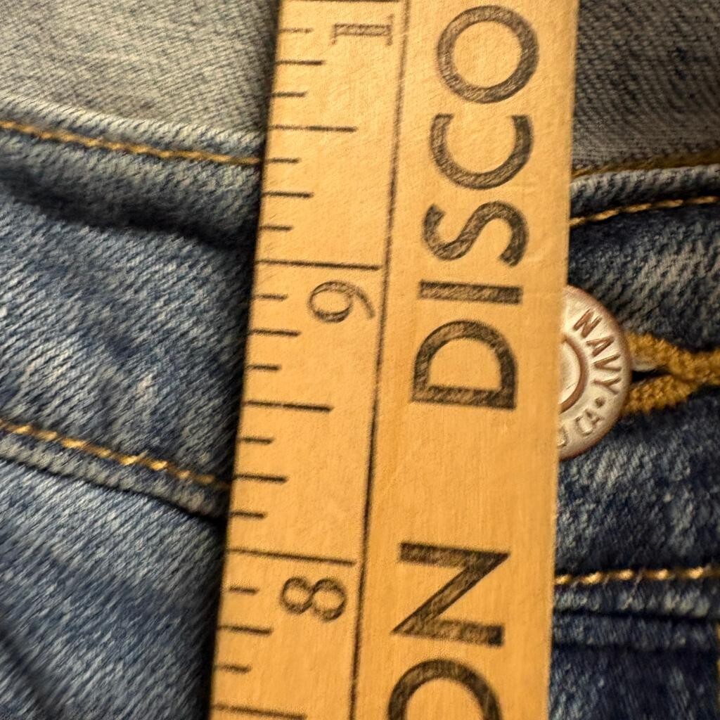 Old Navy Boyfriend Mid Rise Jeans Womens 12 Blue Distressed Patchwork Cuff Denim