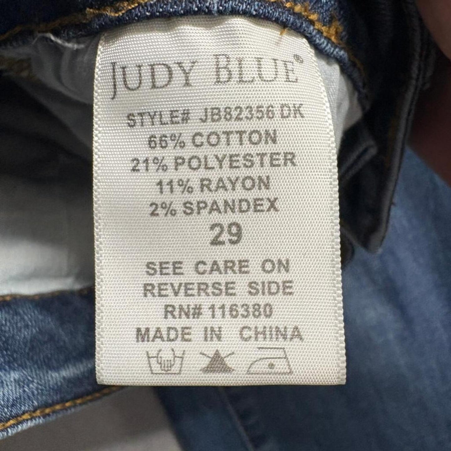 Judy Blue Straight Fit Jeans Womens 29 Blue Denim Stretch JB82356 DK Medium Wash
