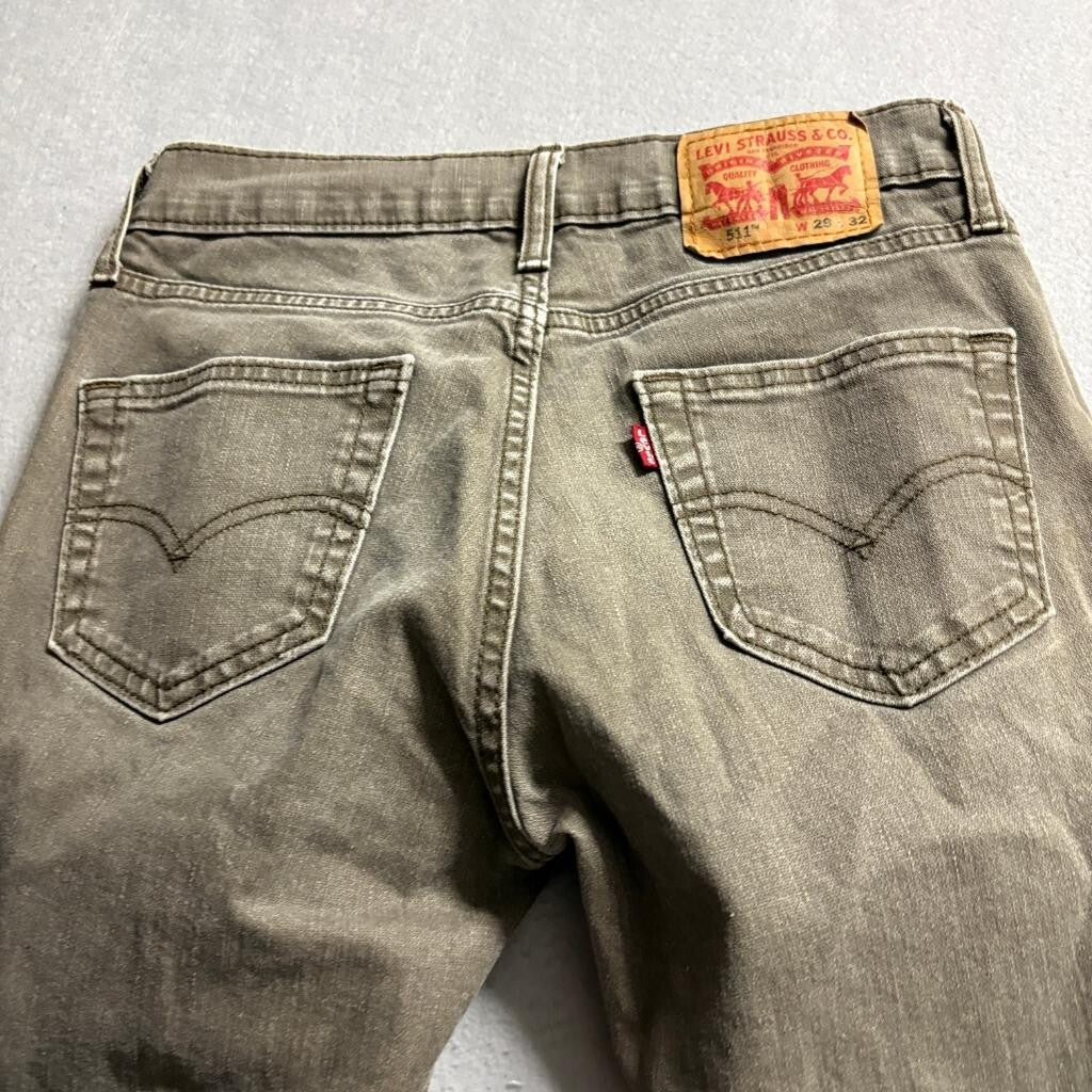 Levi's 511 Slim Jeans Mens 29x32 Olive Green Stretch Denim Pants