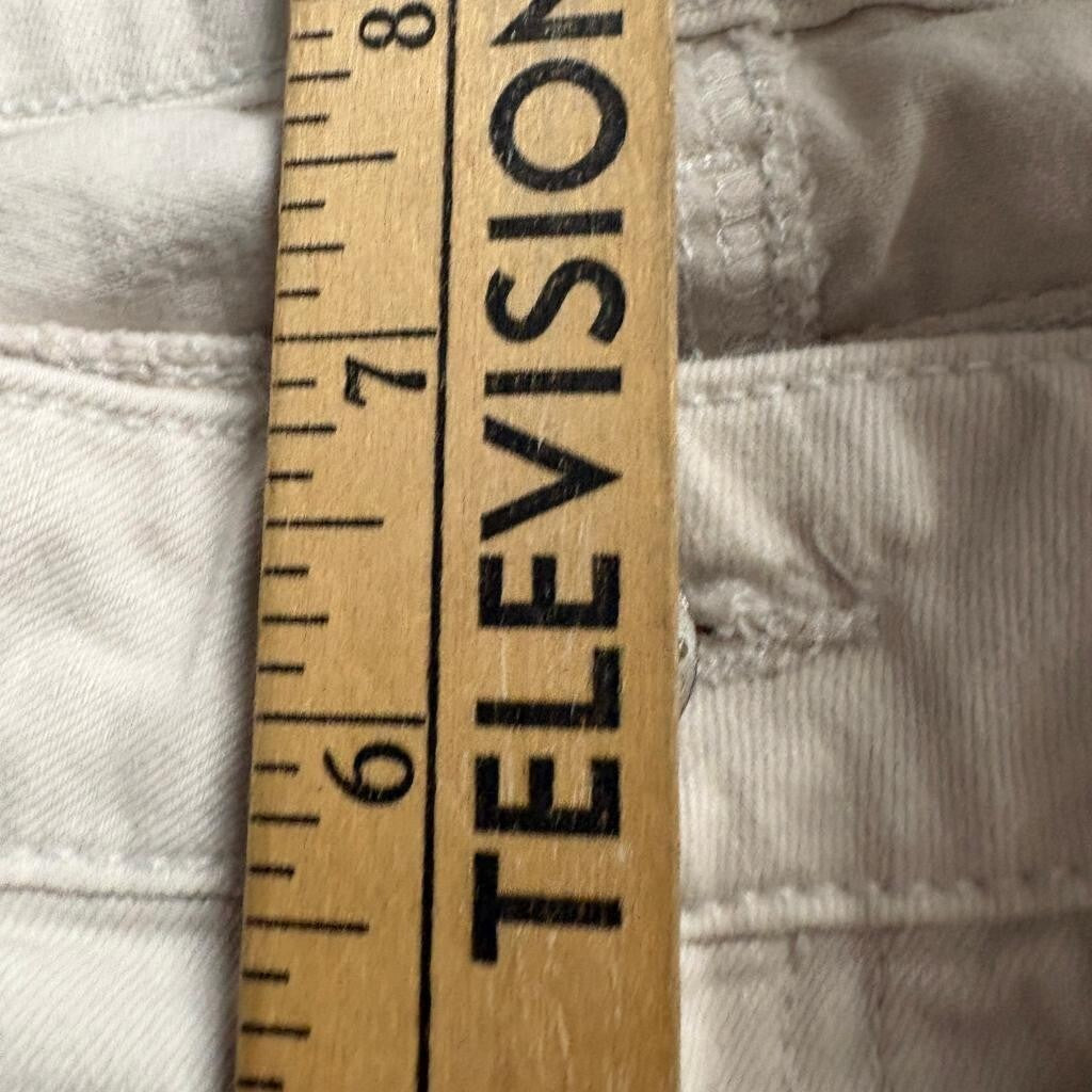 Guess Skinny Moto Jeans Womens 25 Beige Off White Ankle Zip Multi Pocket Low