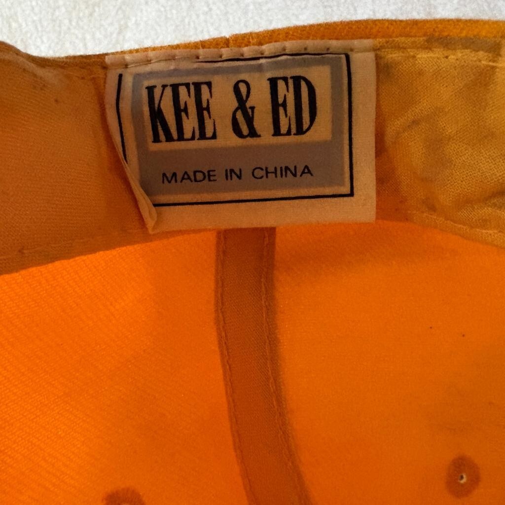 Vintage Nike Spellout Snapback Hat Yellow Kee & Ed Made in China Cap