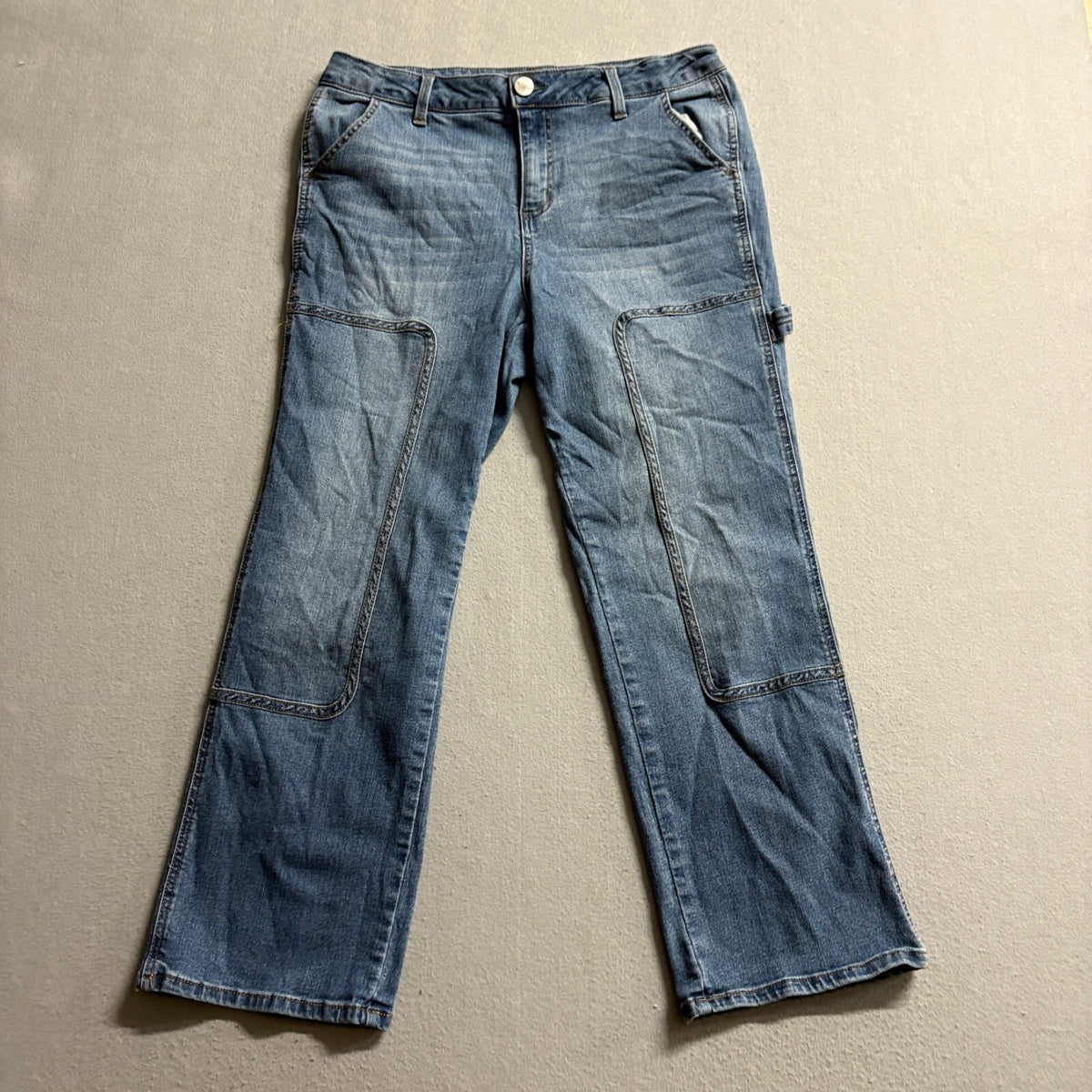 1822 Denim Carpenter Jeans Womens Size 12 Blue Double Knee Utility Straight Leg