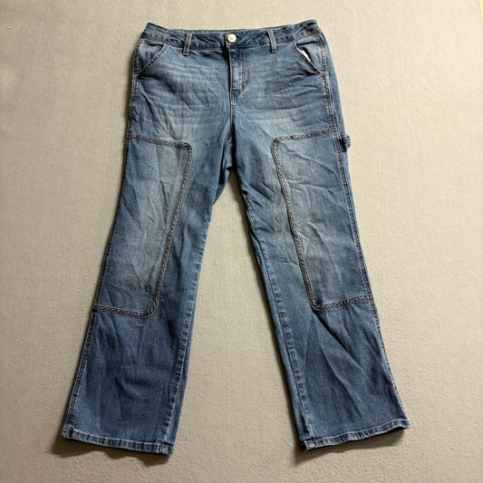 1822 Denim Carpenter Jeans Womens Size 12 Blue Double Knee Utility Straight Leg