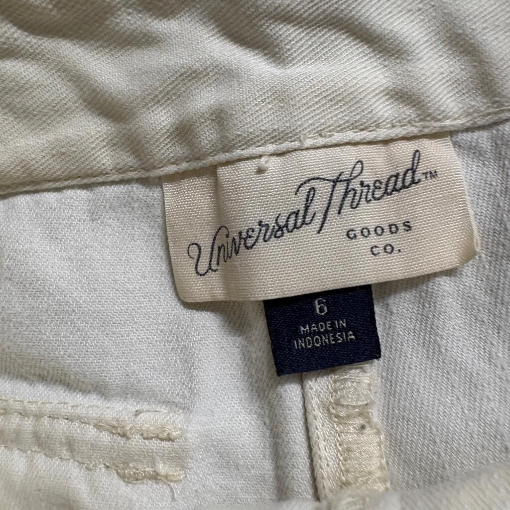 Universal Thread Cargo Pants Womens Size 6 Beige Cream Wide Leg Cotton Utility