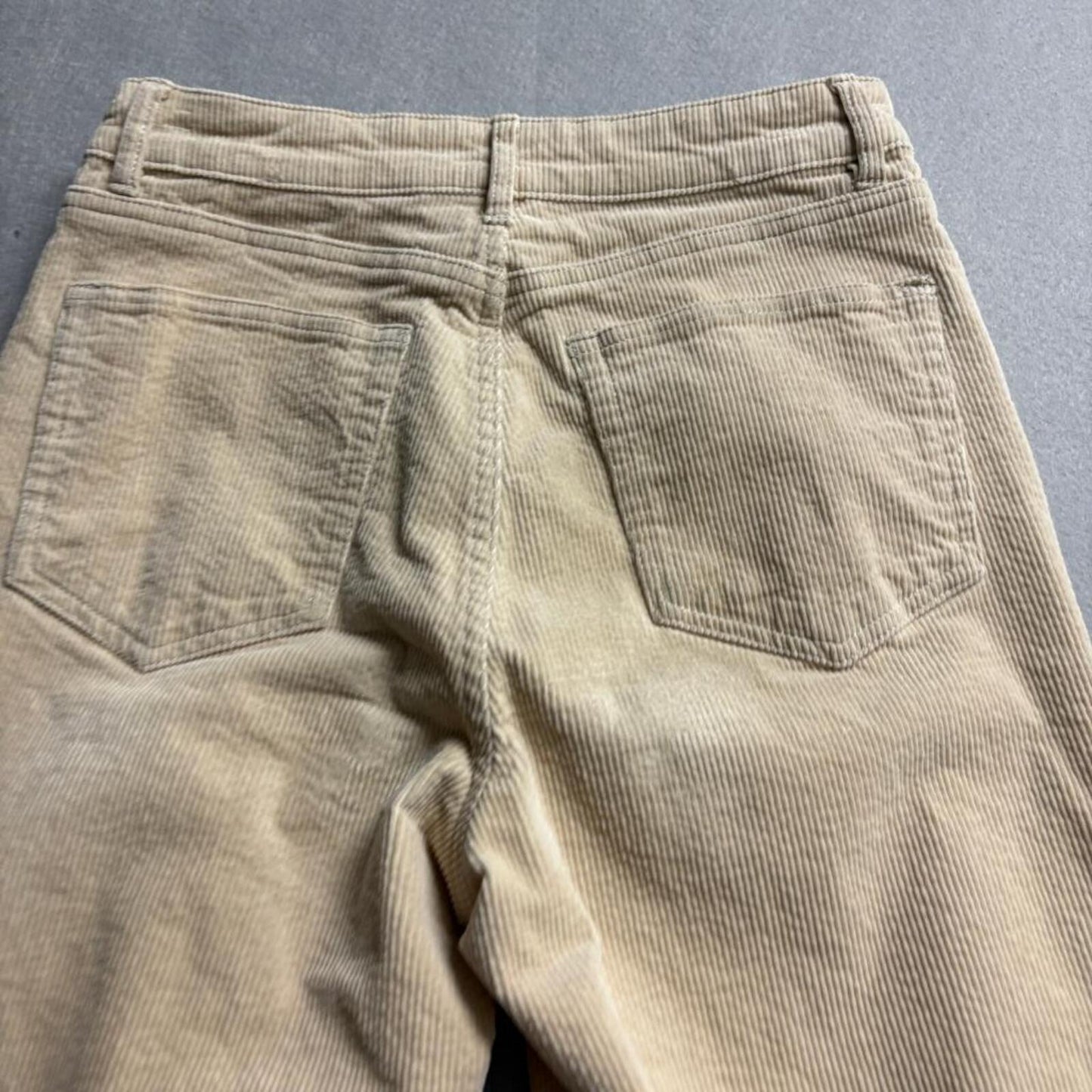 H&M Divided Corduroy Pants Womens Size 4 Beige Wide Leg High Rise Stretch