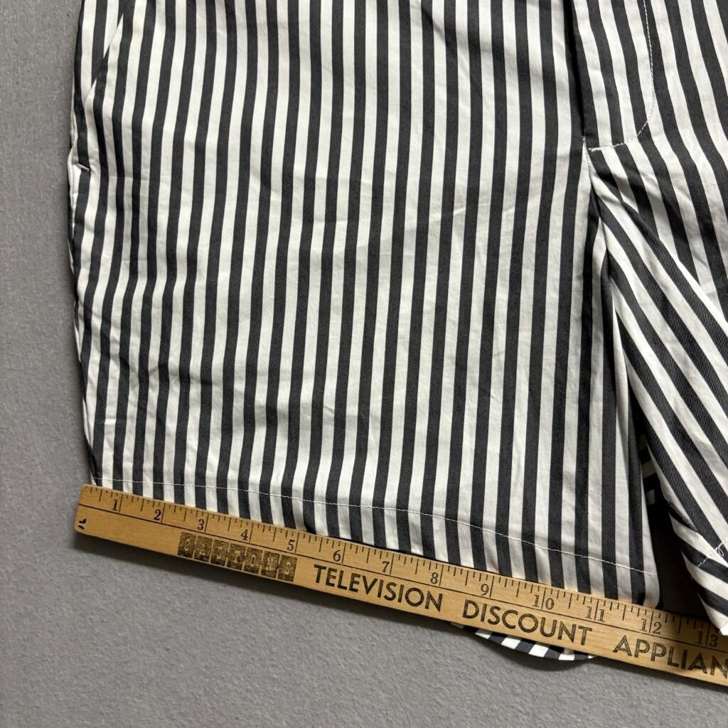 Calvin Klein Striped Shorts Womens 38 Black White Cotton Blend Casual