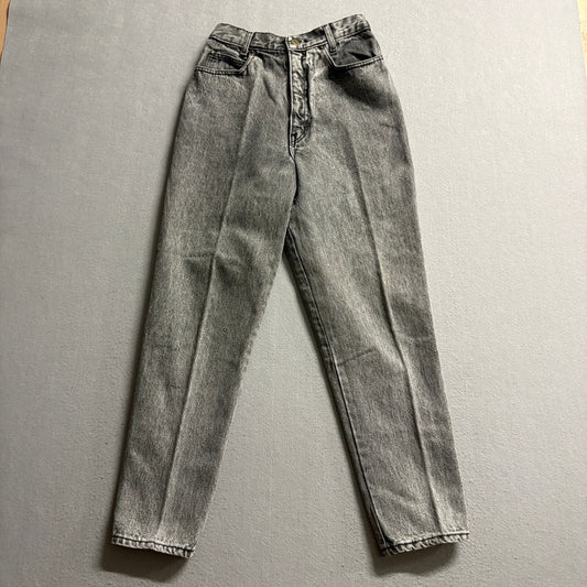 Vintage Palmetto's Acid Wash Jeans Womens Size 9 High Waist Tapered Leg Gray 80s