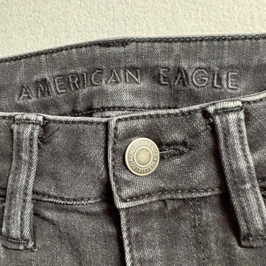 American Eagle Jeans Womens 2 Short Black Denim Skinny High Rise Stretch